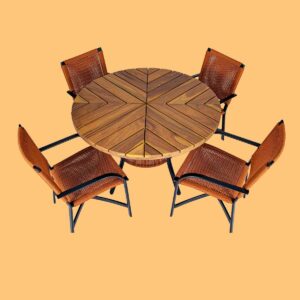 Conjunto de Mesa Carol com 4 Cadeiras em Corda Náutica.